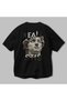 Realistic Back Printed Black Oversize T-Shirt Men Women Cotton Crew Neck T-Shirt - 3