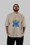Bravery Front Printed Beige Oversize T-Shirt Men Women Cotton Crew Neck T-Shirt - 5