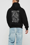 Mentality Zeus Back Printed Black Oversize Hooded Sweatshirt Men Women - 3