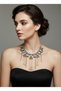 Stone-Embellished Evening Dress Necklace – Dangling and Showy Women's Jewelry in Red Burgundy - 4
