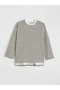 Lcw Modest Brown Striped Oversize Women's Sweatshirt Tunic - 5