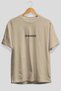 Front Printed Text Beige Oversize T-Shirt Men's Women's Cotton Crew Neck T-Shirt