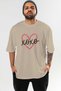Xoxo Heart (2) Front Printed Beige Oversize T-Shirt Men Women Cotton Crew Neck T-Shirt - 2