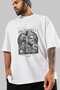 Mentality Zeus Front Printed White Oversize T-Shirt Men Women Cotton Crew Neck T-Shirt - 3