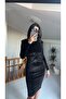 Velvet Padded Pencil Dress - 3