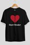 Heart Breaker Front Printed Black Oversize T-Shirt Men Women Cotton Crew Neck T-Shirt