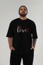 Love (3) Front Printed Black Oversize T-Shirt Men Women Cotton Crew Neck T-Shirt - 6