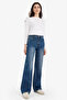 Straight Wide High Waist Long Dark Blue Women's Jean Trousers G8848Ax/Nm34