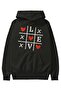Love Xoxo Front Printed Black Oversized Hooded Sweatshirt for Men and Women - 2