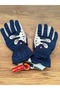 Rabbit Character Navy Blue Color Lined Children's Ski and Snow Gloves for Ages 7-10