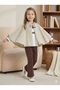 Cape Detailed Girls' 3-Piece Top and Bottom Set 4-10 Years 4406 - 3