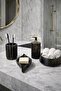Decorative 4-Piece Striped Model Bathroom Set, Solid and Liquid Soap Dispenser, Toothbrush Holder, Towel Holder Bowl - 4