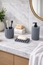 Decorative Striped Model 3 Piece Bathroom Set Liquid Soap Dispenser Solid Soap Dispenser Toothbrush Holder Set Gray Color - 6
