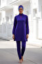 Fully Covered Hijab Swimsuit 3 Pieces - Cobalt blue Patterned |   M2228