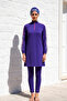 Fully Covered Hijab Swimsuit 3 Pieces - Cobalt blue Patterned |   M2228 - 2