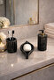 Decorative Striped Model 3 Piece Bathroom Set Liquid Soap Dispenser Solid Soap Dispenser Toothbrush Holder Set Black Gold - 8