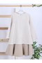 Girl's Dress with Giant Bow and Tweed Fabric Leather Skirt, Ages 6-14 4424 - 6