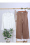 Beige Tasseled Poncho Shirt and Wide-Legged Trousers 3-Piece Girls' Set 8-14 Years 4430 - 8