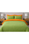 Duvet Cover Set Ranforce Double - Reversible (4-Piece) - Green - Orange - 2
