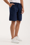 Navy Blue Men's Cotton-Linen Blend Shorts - 2