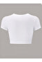 Women's Silver Gold Embroidered Lip Print Crew Neck Baby Tee Combed Cotton Crop Tshirt - 2