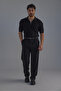 Polo Collar Oversize Zippered Knitwear T-Shirt Black - 2