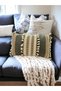 Gray Linen Triple Brown Lace Throw Pillow Cushion Cover - 5
