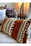 Brick Color Triple Brown Lace Throw Pillow Cushion Cover - 4