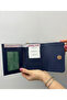 Textured Navy Blue Leather Women's Wallet with Gold Detail - 3