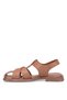 Elit Asvr460 Women's Genuine Leather Flat Sandals Brown - 5