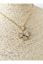 Pearlescent heart 4-leaf clover steel chain necklace - 2