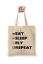 Eat Sleep Fly Aviation Pilot Stewardess Gift Tote Bag Long Handle Shopping Bag Beach Bag