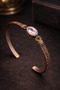 Women's Copper Bracelet with Natural Pink Zircon Stone, Oval Model Copper Bracelet