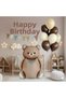 Brown Teddy Bear Foil Balloon Happy Birthday Banner Pennant Set of 10 Latex Balloons
