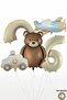 6 Year Old Teddy Bear Airplane Rainbow Themed Foil Balloon Set Ornament Decoration