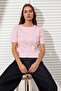 Pembe Üç Boyutlu Çiçek Detaylı ve Tüllü Triko Bluz TWOSS26BZ00128 - 7