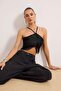 Siyah Crop Püskül Detaylı Dokuma Bluz TPRAW24BZ00082 - 9