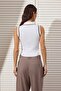 Ekru Polo Yaka Renk Bloklu Triko Bluz TWOSS24BZ00244 - 4