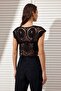 Siyah Kroşe Kolsuz Crop Triko Bluz TWOSS25BZ00592 - 4