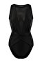 Siyah Halter Yaka Kaplı Mesh Detaylı Regular Mayo TBESS26MA00027 - 6