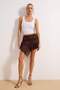 Brown Asymmetric Cut Shirred Super Mini Sequin Skirt Tprss26Et00007 - 4