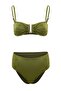 Haki Straplez Kaplı Aksesuar Detaylı Yüksek Bel Regular Bikini Takımı TBESS26BT00026 - 5
