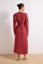 Bordo More Sustainable Modal Kumaş Takım Görünümlü Dokuma Tesettür Elbise TCTSS26EB00031 - 4