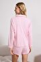 Pembe 3'lü Bra'lı Çizgili Örme Pijama Takımı THMSS26PT00085 - 4