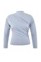 Gray Sandy Ruched Detail Long Sleeve Knitted Large Size Blouse Tbbaw26Af00104 - 3