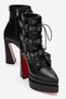 Women's Black Leather Three Buckle Pointed Toe High Heel Zippered Boots Patent Leather - 2