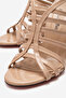 Women's Nude Patent Leather Open Cage Toe Design Thin Heeled B Piped Shoes Elo - 2