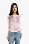 Fitted Kayık Neckline Tulle T-Shirt G8031Ax26Sp - 3