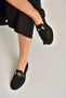 Y330722104 Black Knitwear Fabric Buckle Detailed Casual Women's Shoes