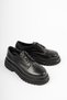 Genuine Leather Black Women's Daily Thick Sole Leather Loafer Shoes Trc-216674 - 4